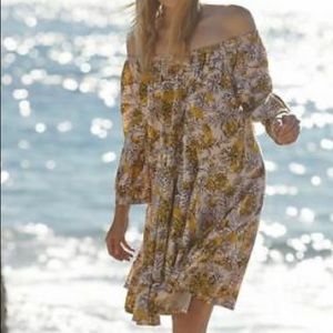 Anthropologie Mollie Tunic Dress Pink Yellow Floral